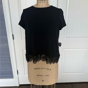 Sezane Black Too with Lace Details - size L